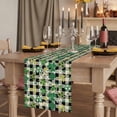 thumbnail image 2 of St Patrick's Day 48 Inch Table Runner, Lucky Shamrocks Farmhouse Retro Check Farmhouse Dresser Scarf Cotton & Linen Tablerunner for Dining/Kitchen Island/Holiday Party Décor 13" x 48", 2 of 9