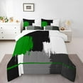 thumbnail image 2 of Erosebridal Green Graffiti Lines Bedding Sets Queen with Comforter,Geometric Geometry Duvet Insert,Modern Abstract Art Comforter Sets Queen Size,Ultra Soft Room Decor Reversible,3pcs, 2 of 8