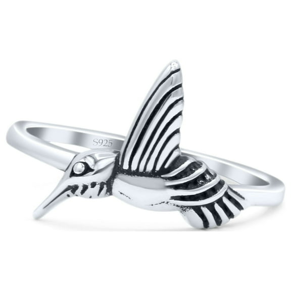 Filigree Petite Dainty Hummingbird Artisan Statement Ring Band 925 Sterling Silver Size 4