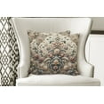 thumbnail image 2 of Ambesonne Rococo Throw Pillow Cover Pack of 2, Palatial Flowers Posh Ethnic, 2 Pcs-24" x 24", Tan Dark Blue and Pale Ruby, 2 of 5