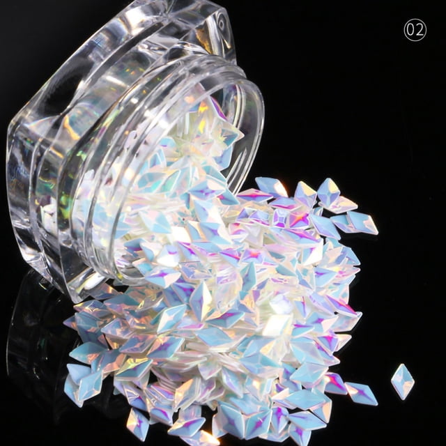 Fiudx Parches de Uñas Postizas con Lentejuelas de Diamante Tridimensionales y Purpurina, Accesorios para Decoración de Uñas