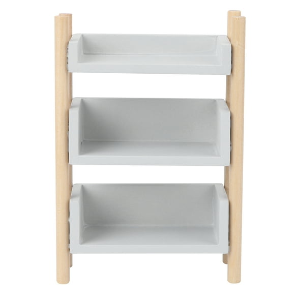1Pc Small House Accessory Mini Storage Rack Miniature Decor Book Shelf (Grey)