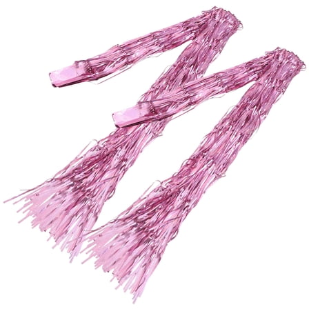 TAILTOSS 2Pcs Pink Tinsel Foil Fringe Curtain for Christmas Decor 1m x 2.5m