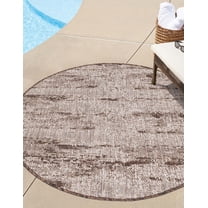 Unique Loom Outdoor Modern Collection Area Rug - Cartago (3' Round Brown/Ivory)