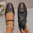 thumbnail image 4 of Viluyesy Womens Flats Shoes, Square Toe Ankle Strap Low Heels 2025 Fashion Dressy Shoes Brown, 4 of 8