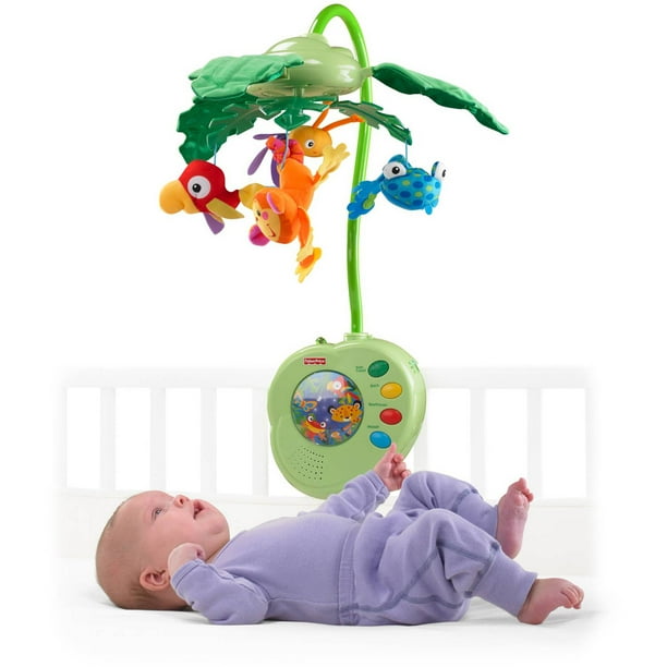 Fisher Price Rainforest Peek A Boo Leaves Musical Mobile Walmart