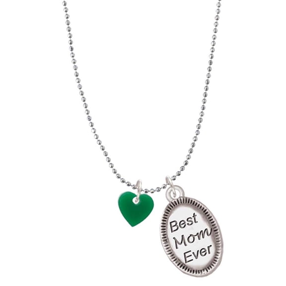 Delight Jewelry Acrylic 5/16" Green Heart Best Mom Ever Charm Necklace