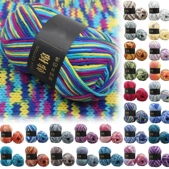 Suncoda Cotton Yarn, Milk Cotton Yarn for Crocheting Multicolor Hand Knitting 1.8oz/50g Knitting Crochet Soft Baby Cotton Wool Yarn for Crocheting Sweaters, Gloves, Scarf