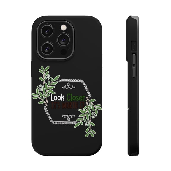 DistinctInk Tough Case for Apple iPhone 15 PRO (6.1" Screen), Compatible with MagSafe Charging - Look Closer It's Worth It