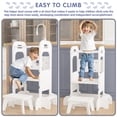 thumbnail image 2 of Yoneston Toddler Tower with Stool, Sky Pattern Designed Toddler Kitchen Kids Step Stool Helper with Safety Protection, White, 2 of 8
