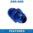 thumbnail image 5 of Unique Bargains Male Flare Reducer Hose Fitting Adapter AN8-AN8 Fuel Line Connector Aluminum Blue, 5 of 6