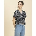 thumbnail image 2 of Moomaya Womens Printed Peplum Top, V Neck Viscose Summer Crop Top, 2 of 9