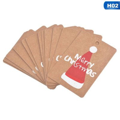 KABOER 50 Pcs Christmas Brown Kraft Paper Christmas Gift Tags with Twine String Tie on Smooth for