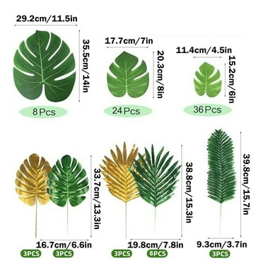 Tainini 86 Pack Palm Artificial Tropical Leaves,8 Kinds ,for Safari Jungle Party Table Decoration Wedding Birthday Theme Party Decorations