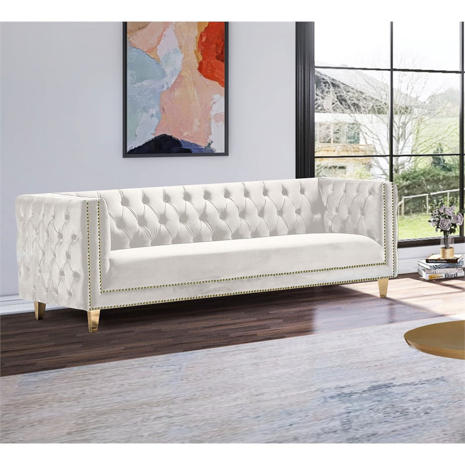 Meridian Furniture Michelle Cream Velvet Sofa