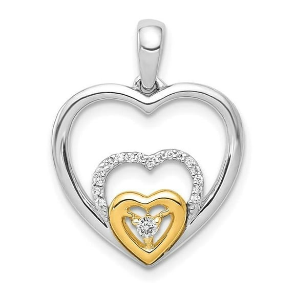 Finest Gold 14K Two-Tone 0.06CT Diamond Triple Heart Pendant