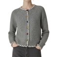 thumbnail image 3 of Women Cropped Cardigan Sweaters Crewneck Button Down Cardigan Gray One size, 3 of 9