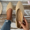 thumbnail image 6 of Xiaoxatg Women's Casual Shoes - Pointed Shallow Mouth Breathable Flat Shoes for Women Large Size Knitted Fashionable Solid Color Footwear 7 Beige, 6 of 9
