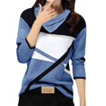 thumbnail image 1 of WEAIXIMIUNG T-Shirts Graphiques Femmes Chats Ou Chiens Mode Décontractée Col Rond Imprimé Géométrique Color Block Col en V Rétréci Manches Longues T-Shirt Manches Longues, 1 of 5