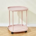 thumbnail image 2 of WKSCLPAI Movable Shelf With Wheels Storage Shelf,Home Coffee Table,Livingroom Cart Table,Multi-purpose Shelving Unit with 2-Tair Storage Space,Pink, 2 of 5