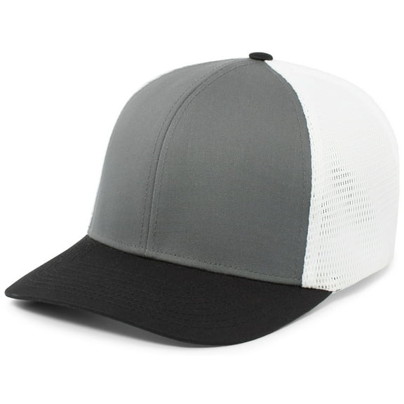 Pacific Headwear P401 Fusion Trucker Cap - Graphite White Black