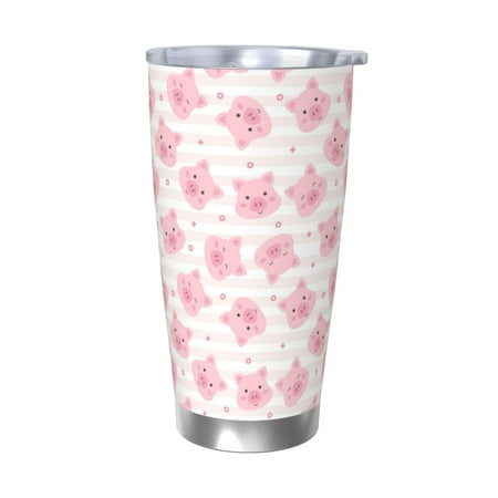 

Zeuib Cartoon Pig Printed 20oz Stainless Steel Insulated Car Cup Stainless Steel Thermal Cup Vacuum Insulated Leak-proof Travel Mug Cup-Without Straw