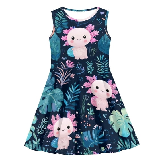 Spring Girls Dresses , Size 10 Dress for Little Girls,Adorable Cartoon Print Sleeveless Dress For Girls Casual Summer Play Outfit Toddler Kids Party Wear