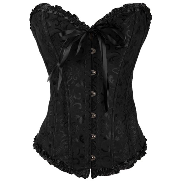 Corsé literario de hueso de encaje retro de moda para mujer, sujetador de abdominoplastia de jacquard para mujer, ropa interior moldeadora de boda fruncida - L
