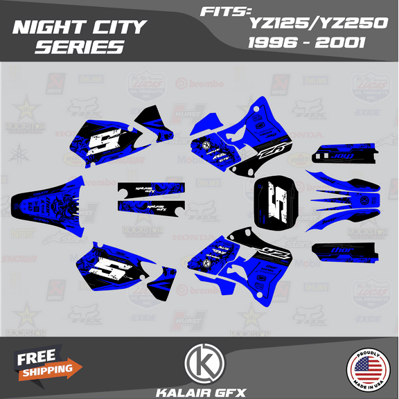 Kalair GFX Graphics Kit for Yamaha YZ 125 (1996-2001) Night-city Series