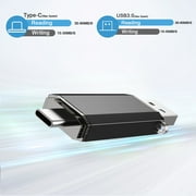 KEXIN Type-C 128G 2-in-1 USB Flash Drive, OTG Memory Photo Stick, Flash Pen Drive for Android / PC / Mac, Black, 2 Pack