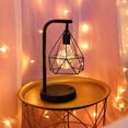 thumbnail image 2 of LINLIN Vintage Metal Table Lamp with Copper Wire Edison Bulb,Diamond Shape Black Retro Iron Desk Lamp Battery Operated BedsideNight Lights for Bedroom Office Wedding Party Decoration, 2 of 9