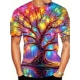 thumbnail image 5 of Large Size Men's Novelty 3D Glowing Tree Print, Shirt, Casual Fashion, Shirt, Street Style Short Sleeve Crew Neck Shirt, 5 of 6
