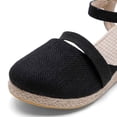 thumbnail image 3 of Women Espadrilles Wedge Sandals Closed Pointed Toe Casual Walking Sandal Ladies Slingback Ankle Strap Low Heel Shoes Black 8.5, 3 of 7