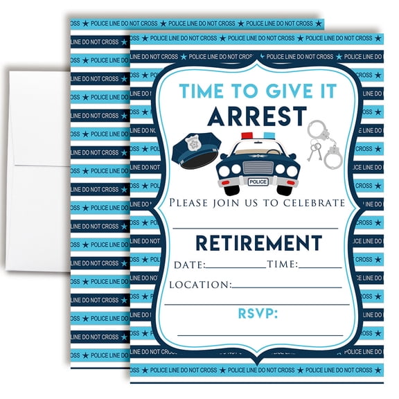 Give it Arrest Police Retirement Party Invitations 20 Fill In the Blank Invites with Envelopes 5x7 Retirement Party Invitations for Women Men, Retirement Invites by Amanda Creation
