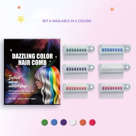 HWRETIE Temporary Hair Dye Comb for Easy Hair Coloring and Styling,Gentle Non-Damaging Hair Color Tool for Quick Touch-Ups,Washable Hair Dye Comb for Creative Looks