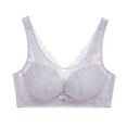 thumbnail image 6 of khonts,Women's Oversized Wireless Bras Gathering Lace Floral Sexy Seamless Bra Vest Style Full Coverage Bralettes Light Purple 36, 6 of 7