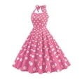 thumbnail image 4 of ZAXARRA Robe d'Été Mini Sans Manches pour Femmes Rose Élégante Col Licou à Pois Robe de Soirée Fluide, 4 of 5