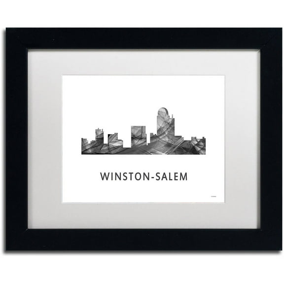 Trademark Fine Art 'Winston-Salem NC Skyline WB-BW' Canvas Art by Marlene Watson, White Matte, Black Frame