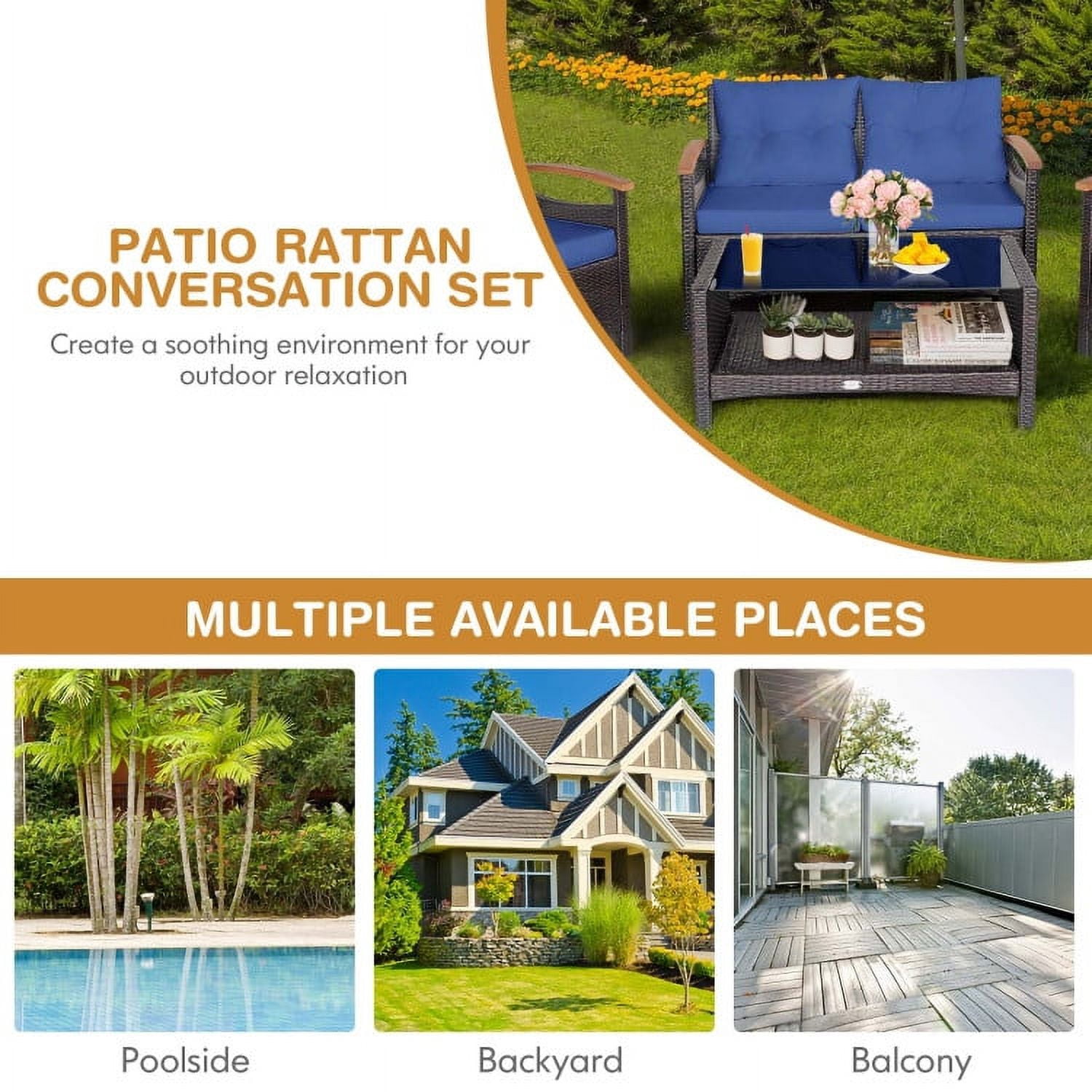 Aimee Lii 3 Pieces Patio Wicker Furniture Set with Storage Table and Protective Cover, Outdoor Patio Furniture, Navy Aimee Lii 3 Pieces Patio Wicker Furniture Set with Storage Table and Protective Cover, Outdoor Patio Furniture, Navy