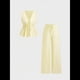 thumbnail image 2 of Conjunto de Dos Piezas Verano para Mujer, con Estampado Rayas, Sin Mangas, Cordones, Camiseta Mangas y Pantalones Playa Amarillo M, 2 of 8