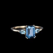 London Blue Topaz Wedding Bridal Ring 925  Silver Engagement Halo Gift Ring