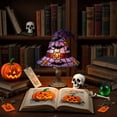 thumbnail image 6 of Luyimi Halloween Witch Hat Stained Glass Table Lamp, Vintage Tiffany Style Night Light with Ghost Bat Skull, Retro Accent Lamp for Mantel Shelf Bedroom Fall Gothic Home Decor Holiday Gift C, 6 of 6