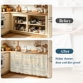 thumbnail image 4 of Bohemian Floral Cabinet Curtain 35"Wx35"L, Dustproof Under Sink Skirt with Self Adhesive Tape, Vintage Gradient European Line Cabinet Curtain Cover for Kitchen Sink, Bathroom Vanity, Laundry Room, 4 of 9