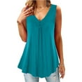thumbnail image 2 of HAPIMO Women's Summer Tank Tops V-Neck Blouse Basic Tunic Camisole Solid Color Print Tops Sleeveless Shirts for Girls Pleat Flowy Swing Camis Vest Sales Sky Blue S, 2 of 4