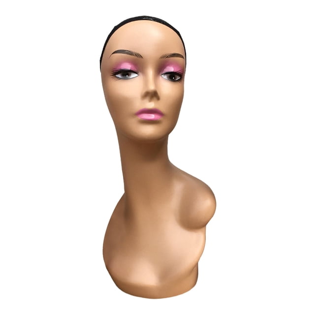 Female Bald Mannequin Head Hat Display Rack Long Neck Manikin Head Stand for Style B