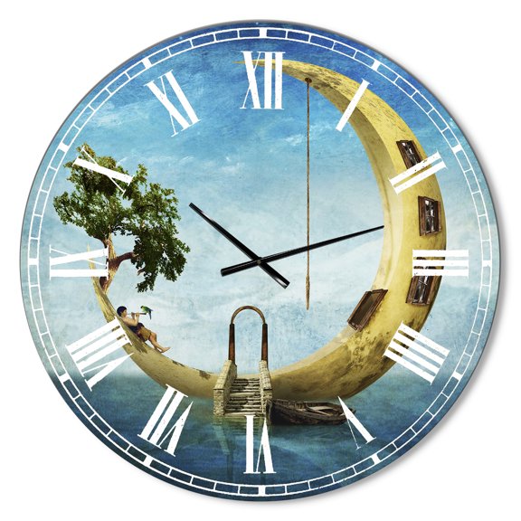 Designart 'Home Sweet Moon' Large Modern Wall Clock