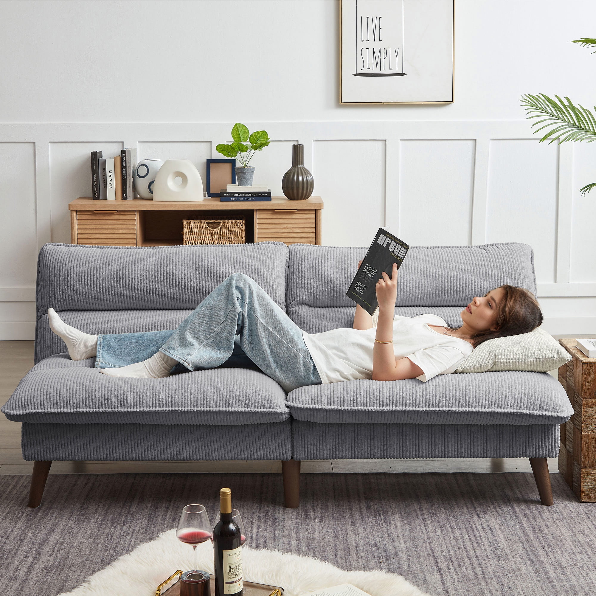 Soscana Modern Linen Fabric Futon Convertible Sofa Bed 2 in 1,Sleeper Sofa Couch for Living Room Apartment Bedroom Office Studio