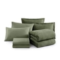 thumbnail image 3 of Amberspace Cationic Dyeing 7-piece Bed in a Bag Comforter Set with Sheets,Olive Green,Queen, 3 of 9