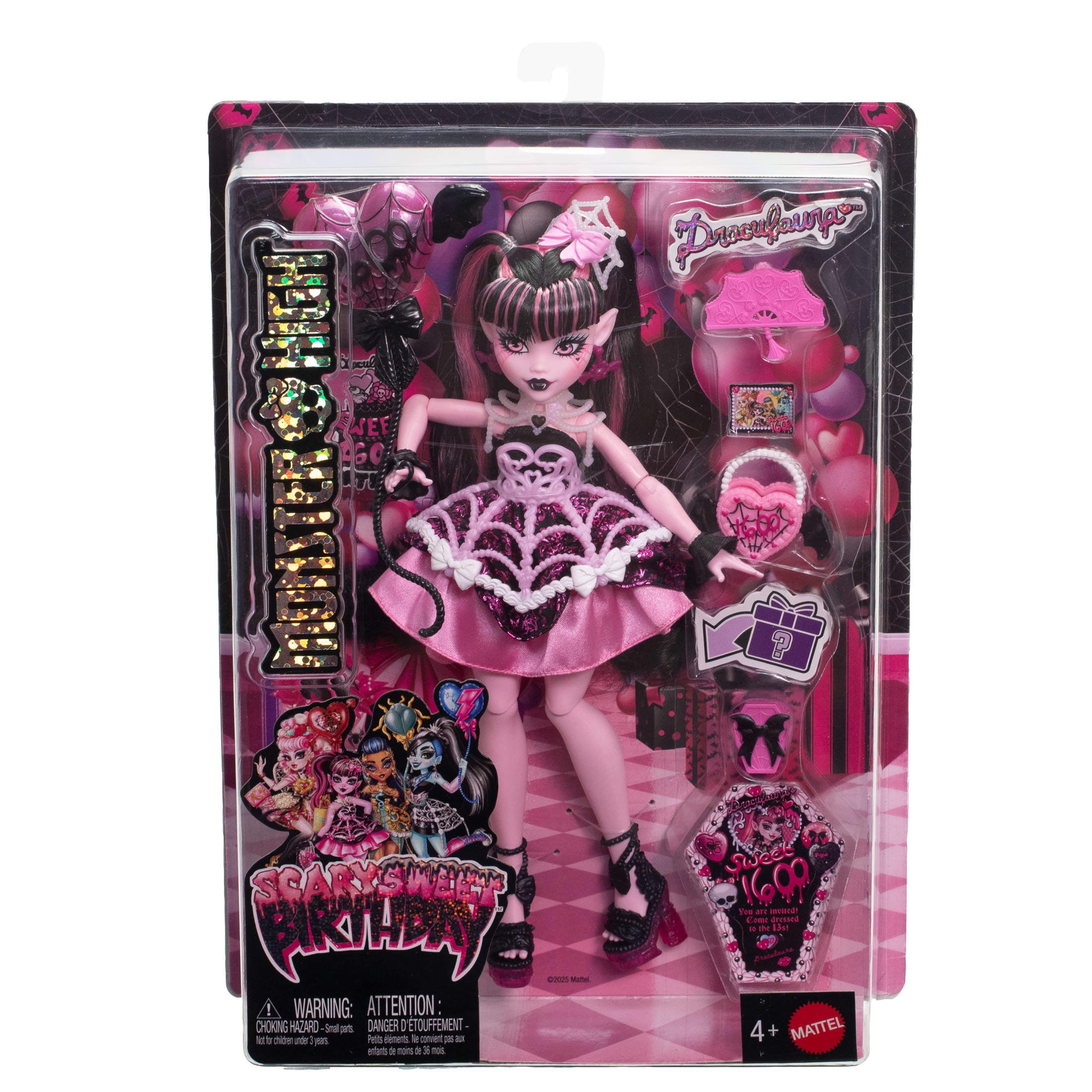 Monster High Scary Sweet Birthday Draculaura Doll in Party Dress with Balloon & Gift