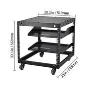 KFFKFF 9U Open Frame Server Rack, Adjustable Depth 23-40, Versatile Free Standing or Wall Mount Design, Equipped with 360° Casters, Durable 4 Post Structure for Networking IT, AV Equipment